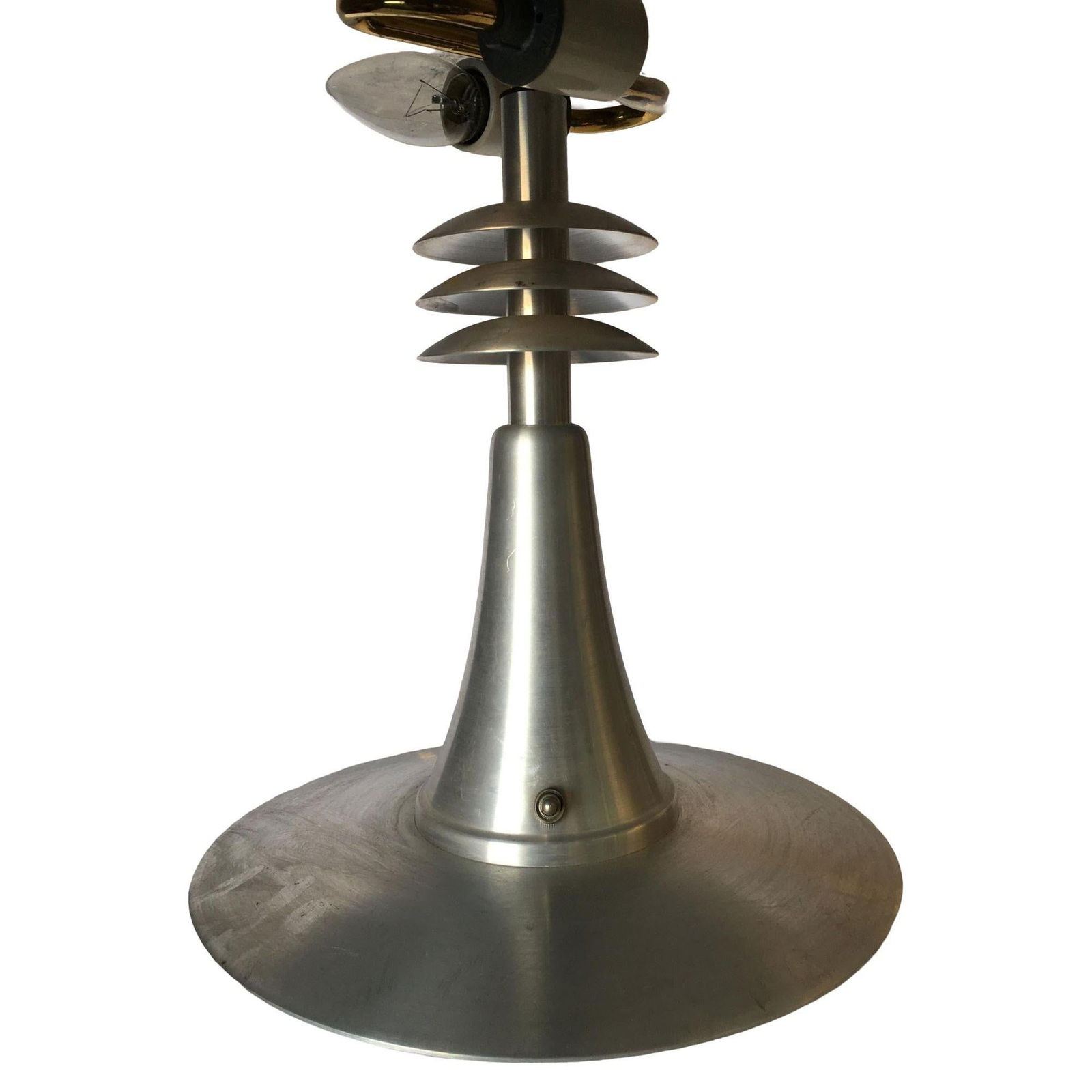 Art Deco Style Machine Age Table Lamp with Large Spun Aluminum Shade - 13