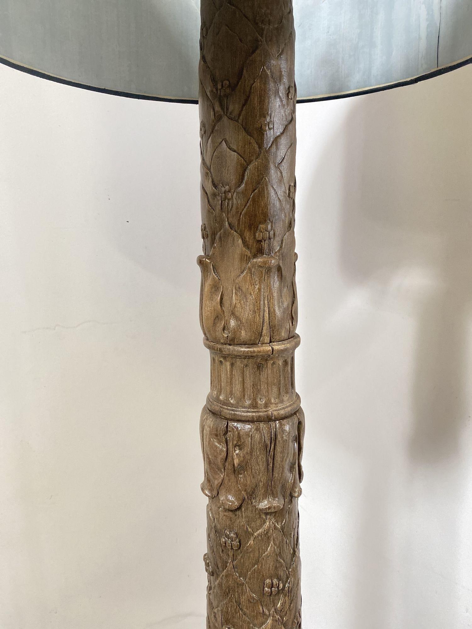 Vintage Italian Baroque Style Hand Carved Wood Floor Lamp - 5
