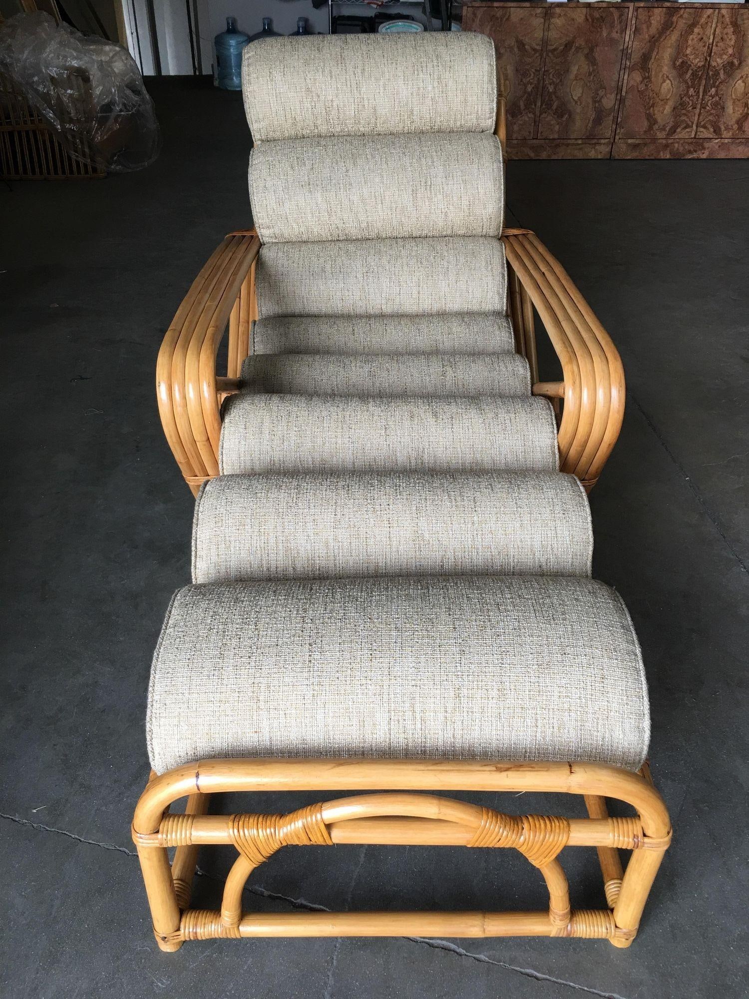 Restored 1940s Rattan 2 Piece Square Pretzel 4-Strand Chaise Lounge - 8