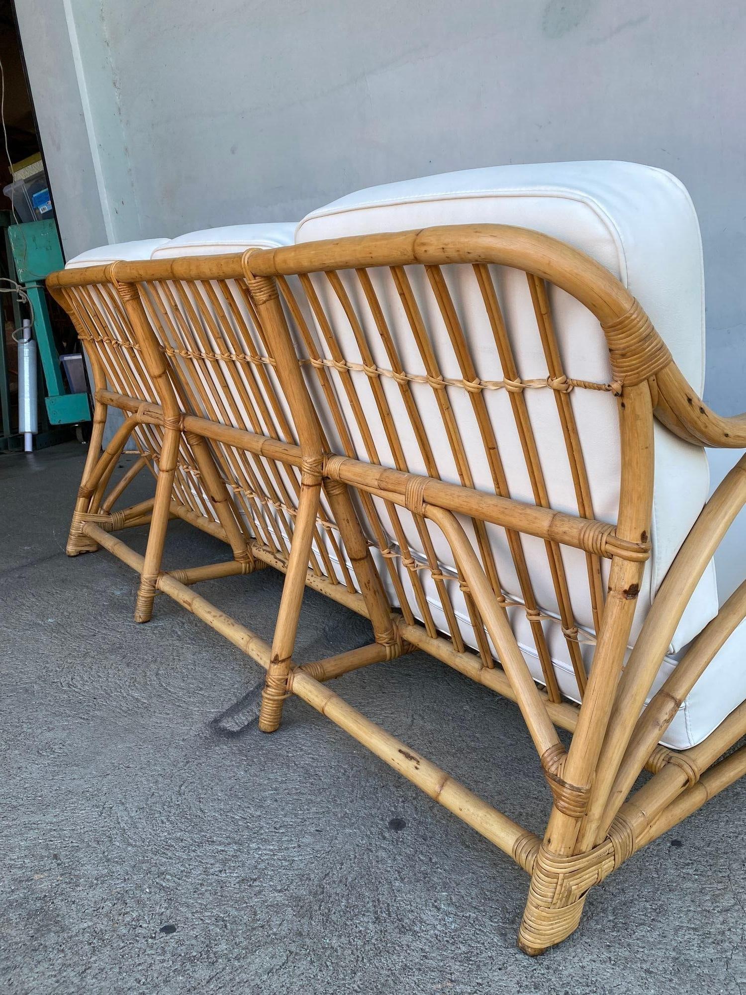 Rare Restored "1940s Transition" Rattan Sofa and Lounge Chair Living Room Set - 17