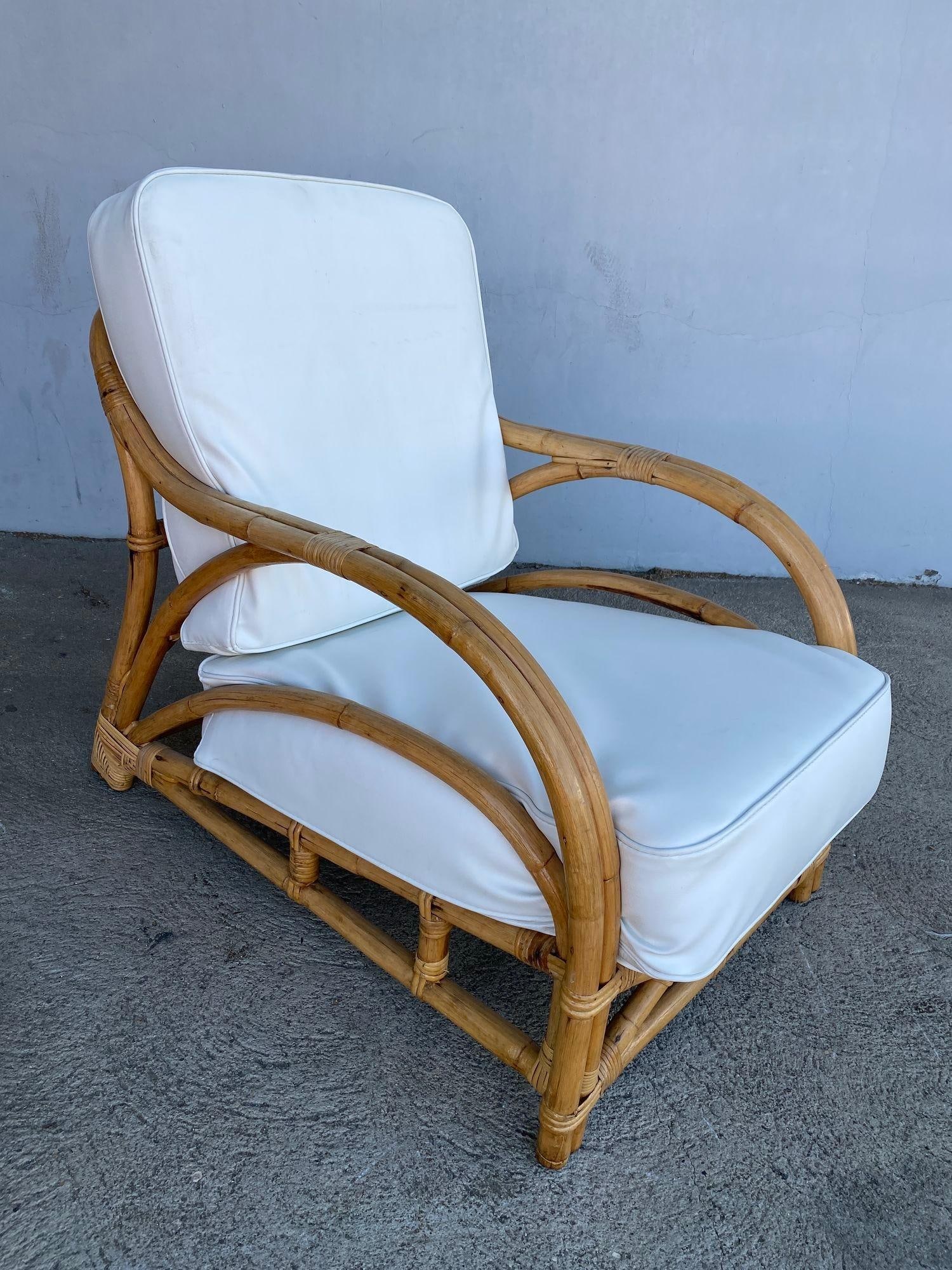 Rare Restored "1940s Transition" Rattan Sofa and Lounge Chair Living Room Set - 4