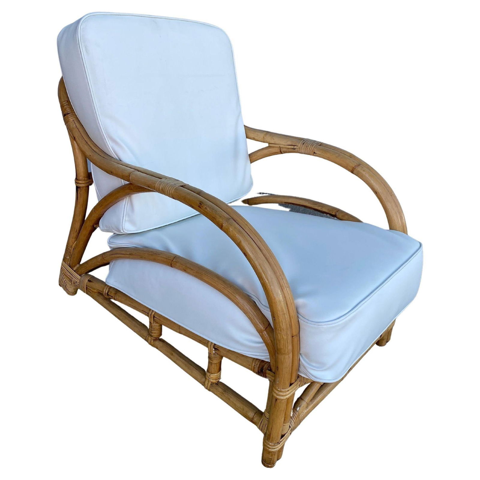 Rare Restored "1940s Transition" Rattan Sofa and Lounge Chair Living Room Set - 9