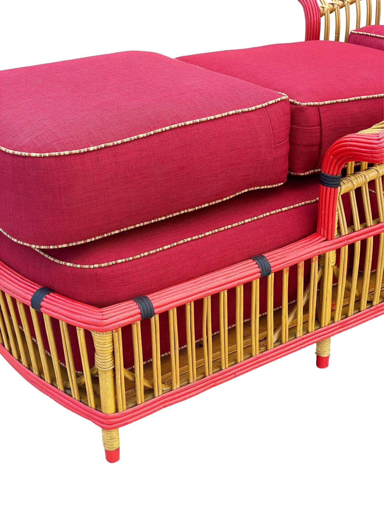 Restored Stick Reed Rattan "President" Chaise Lounge - 5