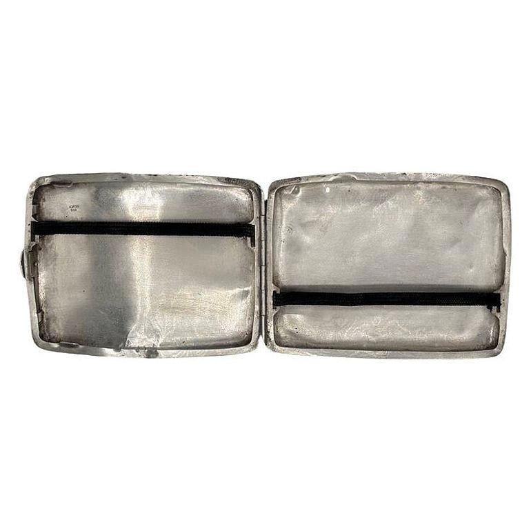 Hand Etched Edwardian Sterling Silver Cigarette Case Wallet - 10