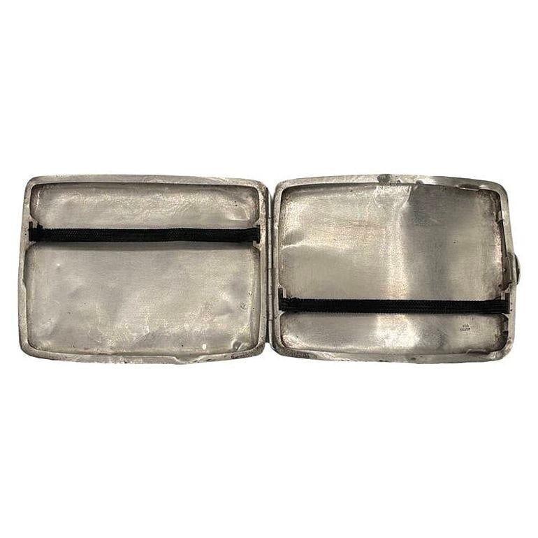 Hand Etched Edwardian Sterling Silver Cigarette Case Wallet - 2