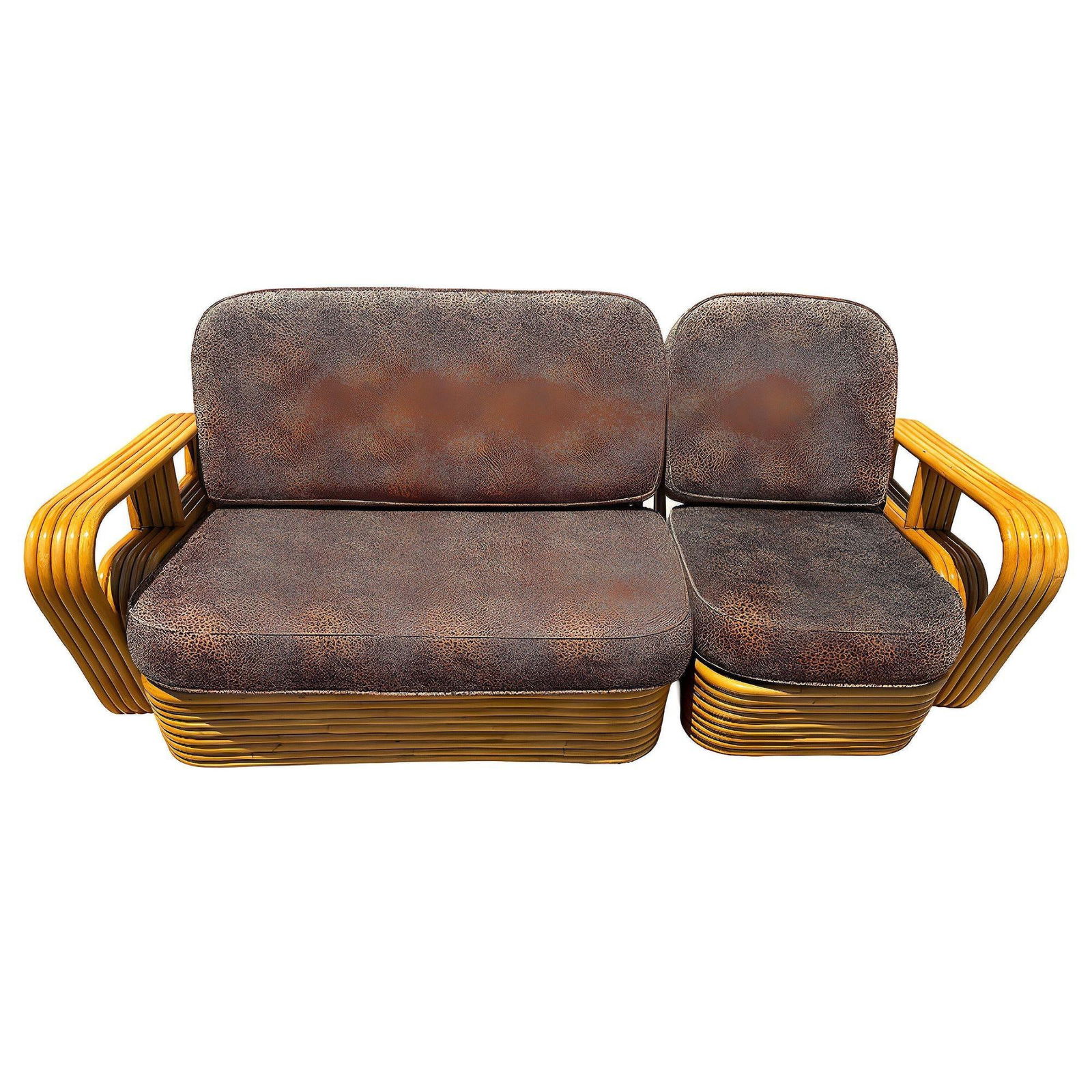 Restored Five-Strand Streamline Square Pretzel Rattan Sofa & Chair set - 19
