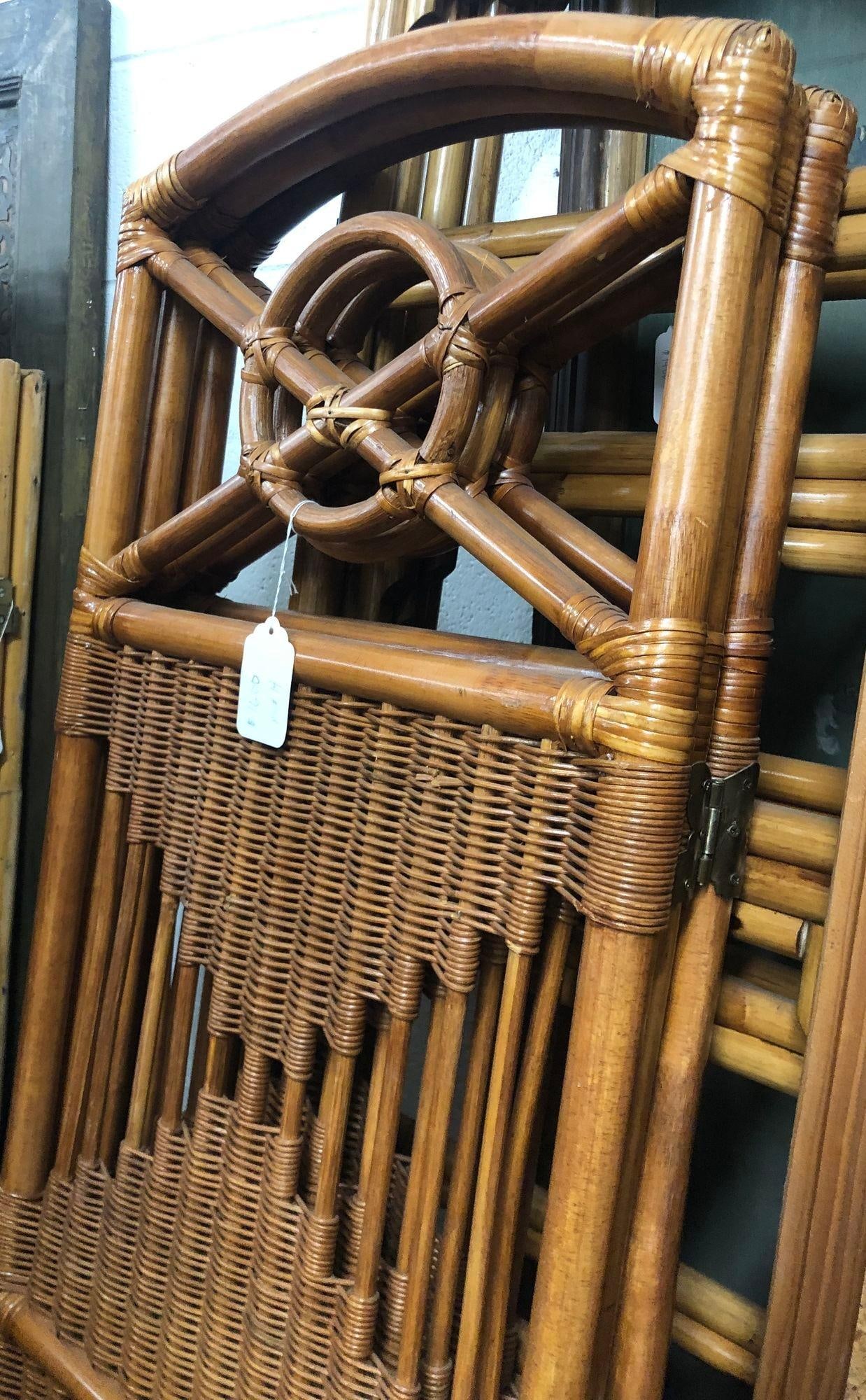 Folding Screen, Rattan and Woven Wicker 3 Panel - 18