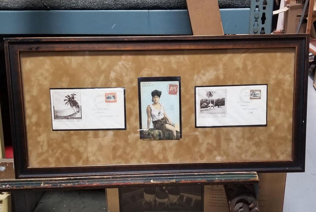 Framed Set of Samoan Island Vintage Postcards - 14