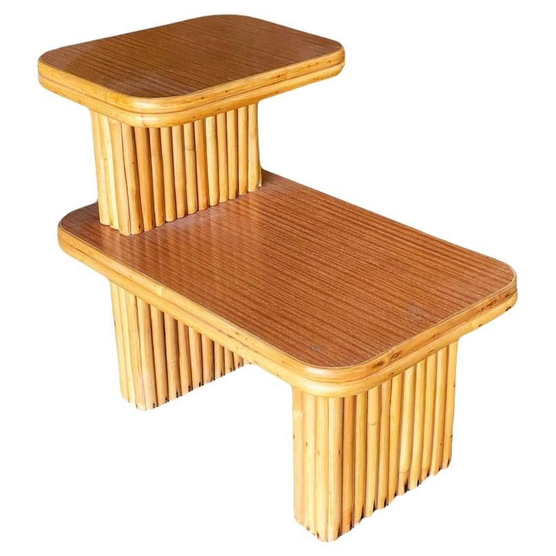 Restored Vertically Stacked Rattan Side Lamp Table with Formica Top (1 of 18)
