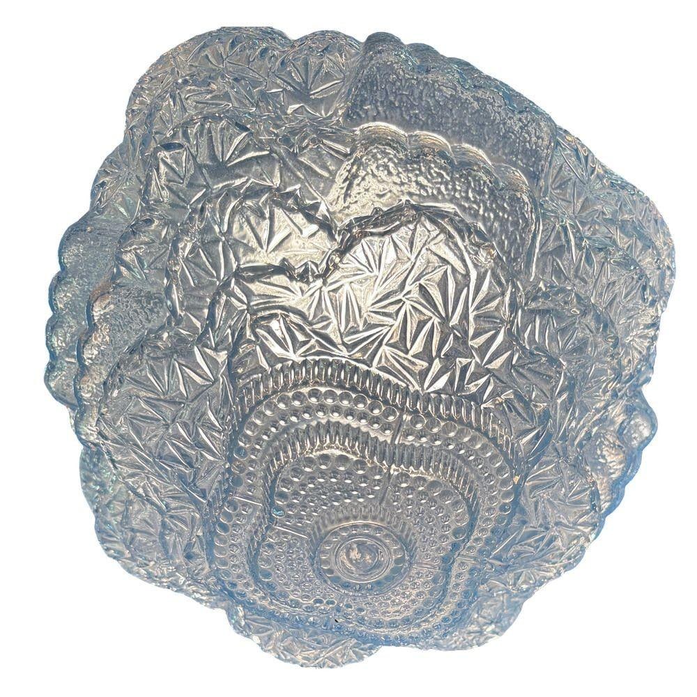 Empire Style Brass Ceiling Pendant w/ Stepped Blue Glass Deco Globe, Set of 4 - 13