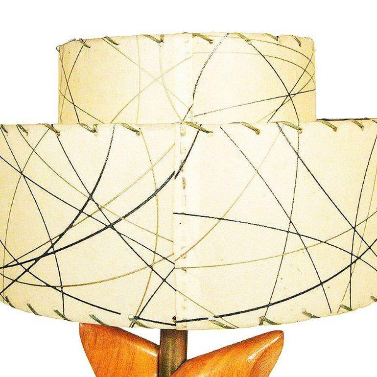 Yasha Heifetz Free-Form Oak and Brass Table Lamps, Pair - 18
