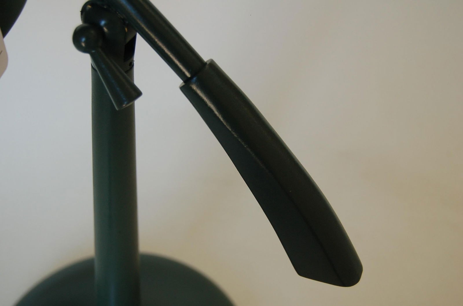 Midcentury Green Enamel Brass Swivel Table Lamp with Large Saucer Shade - 13