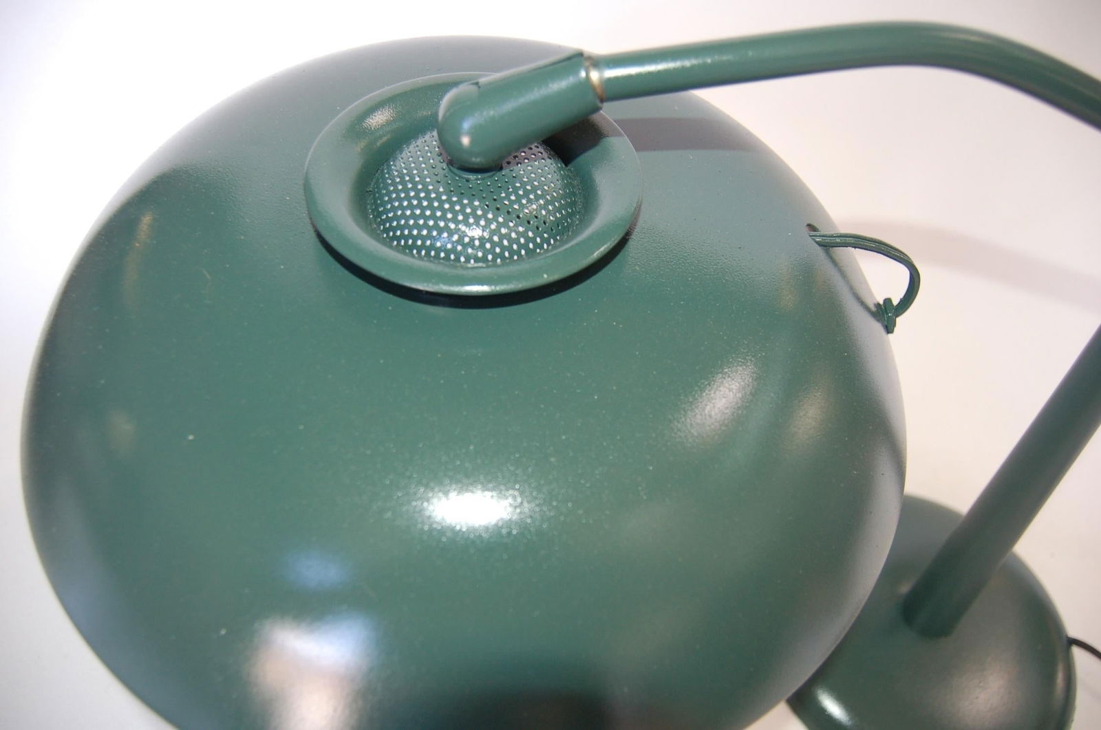 Midcentury Green Enamel Brass Swivel Table Lamp with Large Saucer Shade - 4