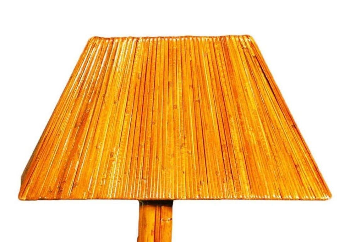 Restored Rattan Lamps with Rare Split Rattan Lamp Shade, Pair - 5