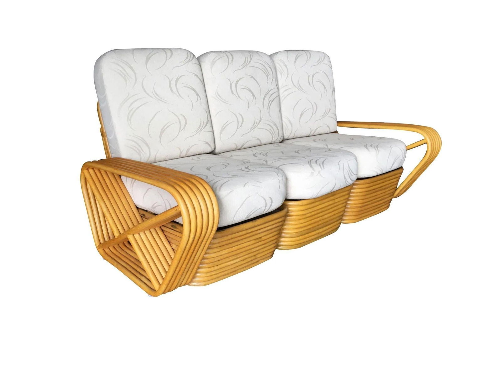 Restored Six-Strand Square Pretzel Rattan Sofa and Lounge Chair Set - 11