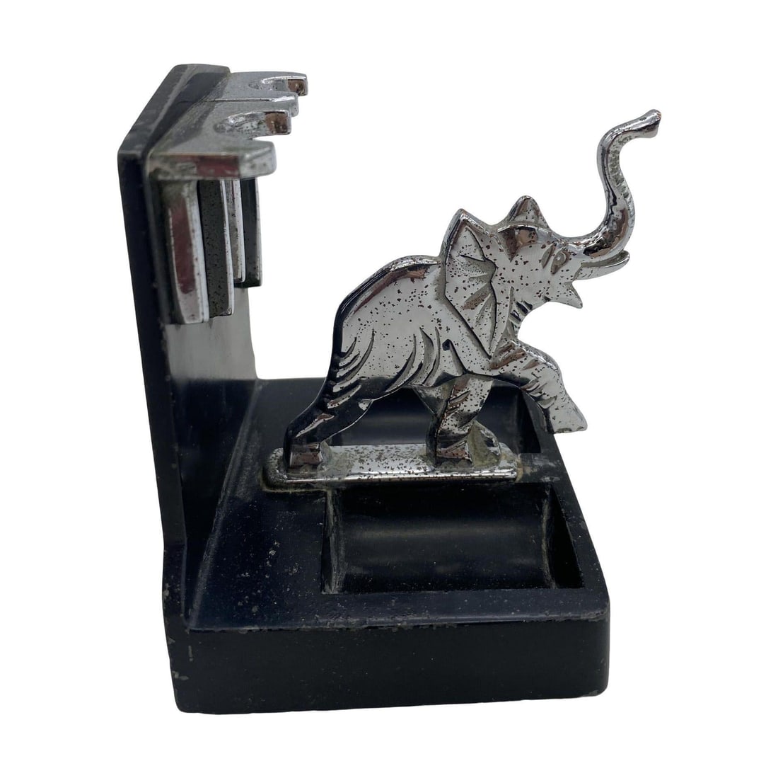 Rare Chrome Art Deco Elephant Pipe Holder by Ronson - 3