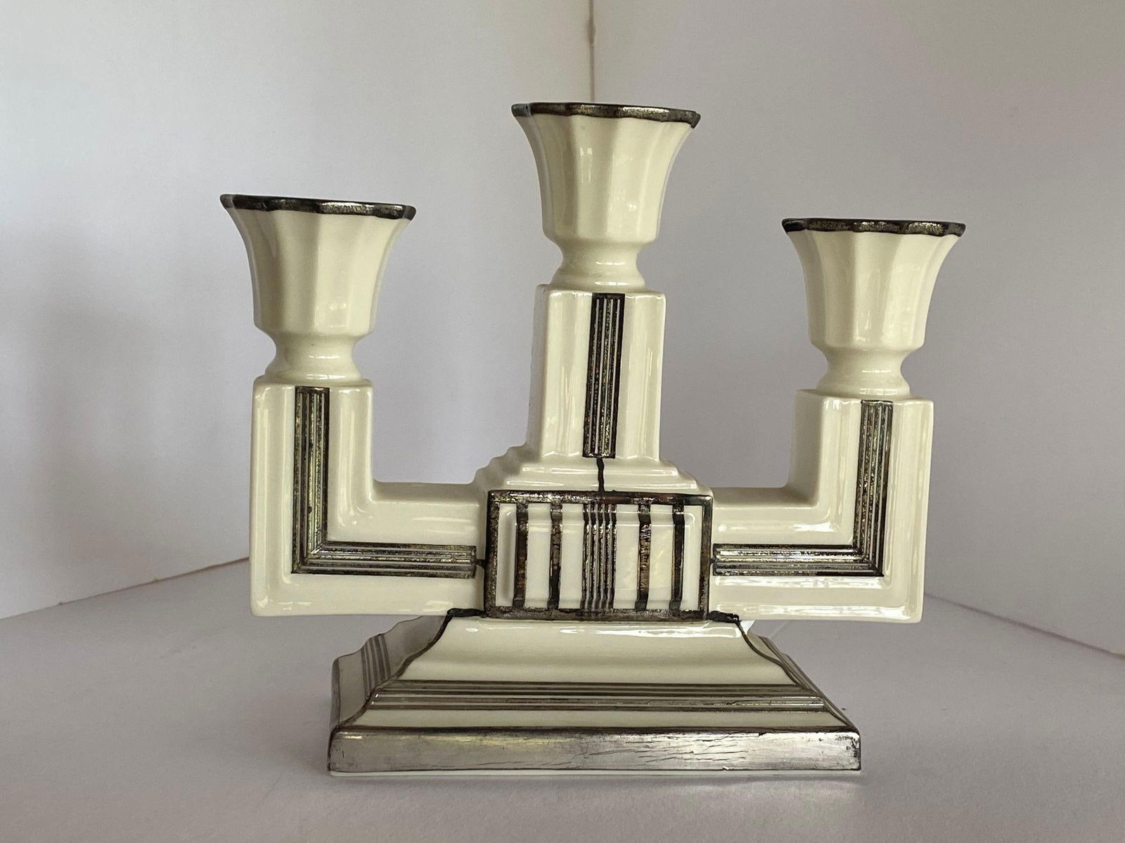 Stepped Art Deco Candelabra with Sterling Silver Overlay by Lenox - 16