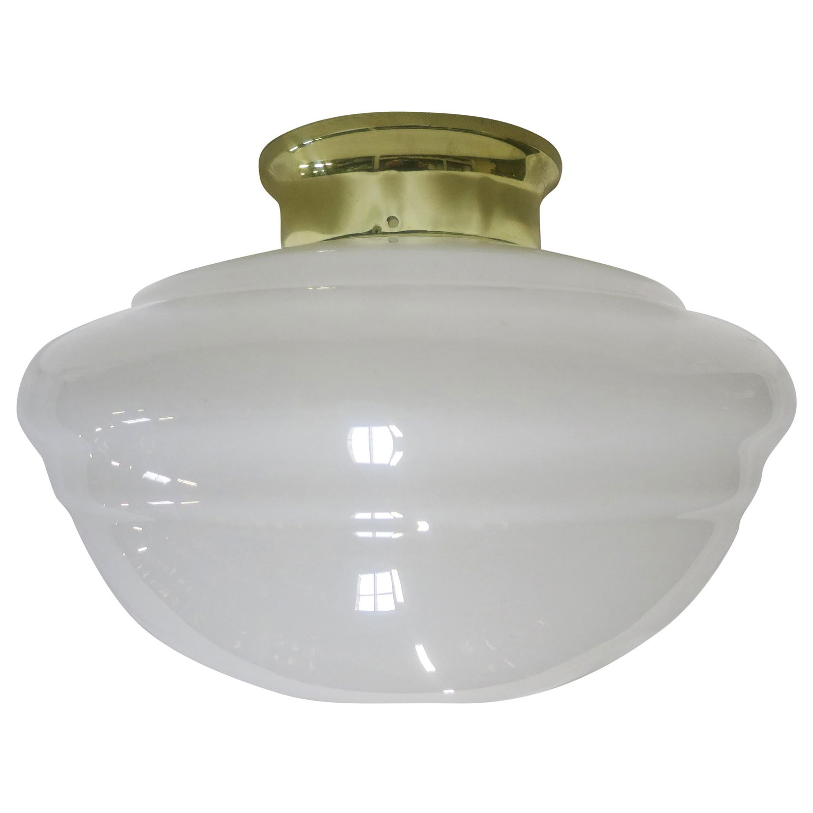 Small Schoolhouse Banded Oval Shape Ceiling Glass Globe Pendant - 2