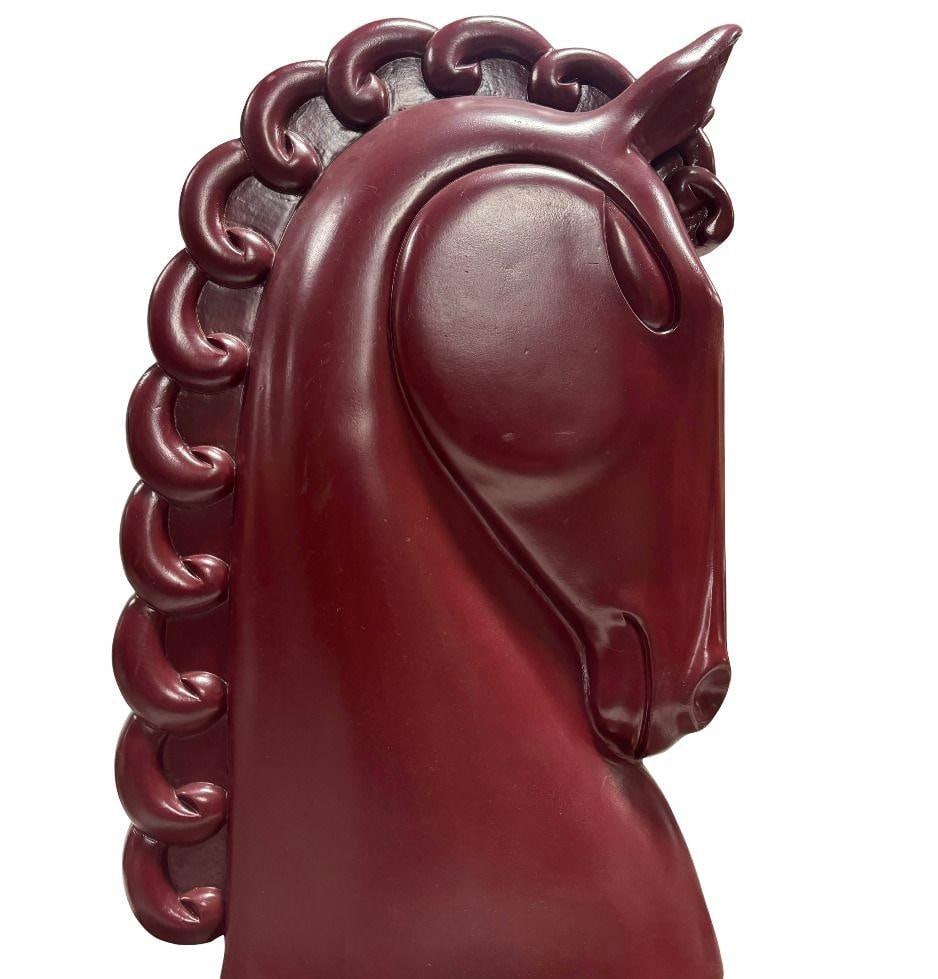 Viktor Schreckengost Styled Fiberglass Horse Bust on Hardwood Base - 6