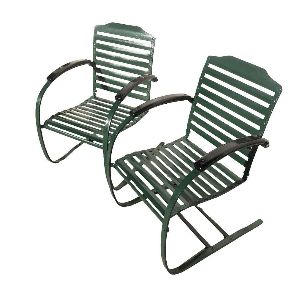Mid-century Steel Springer Rocking Outdoor Patio Chair , Pair - 16