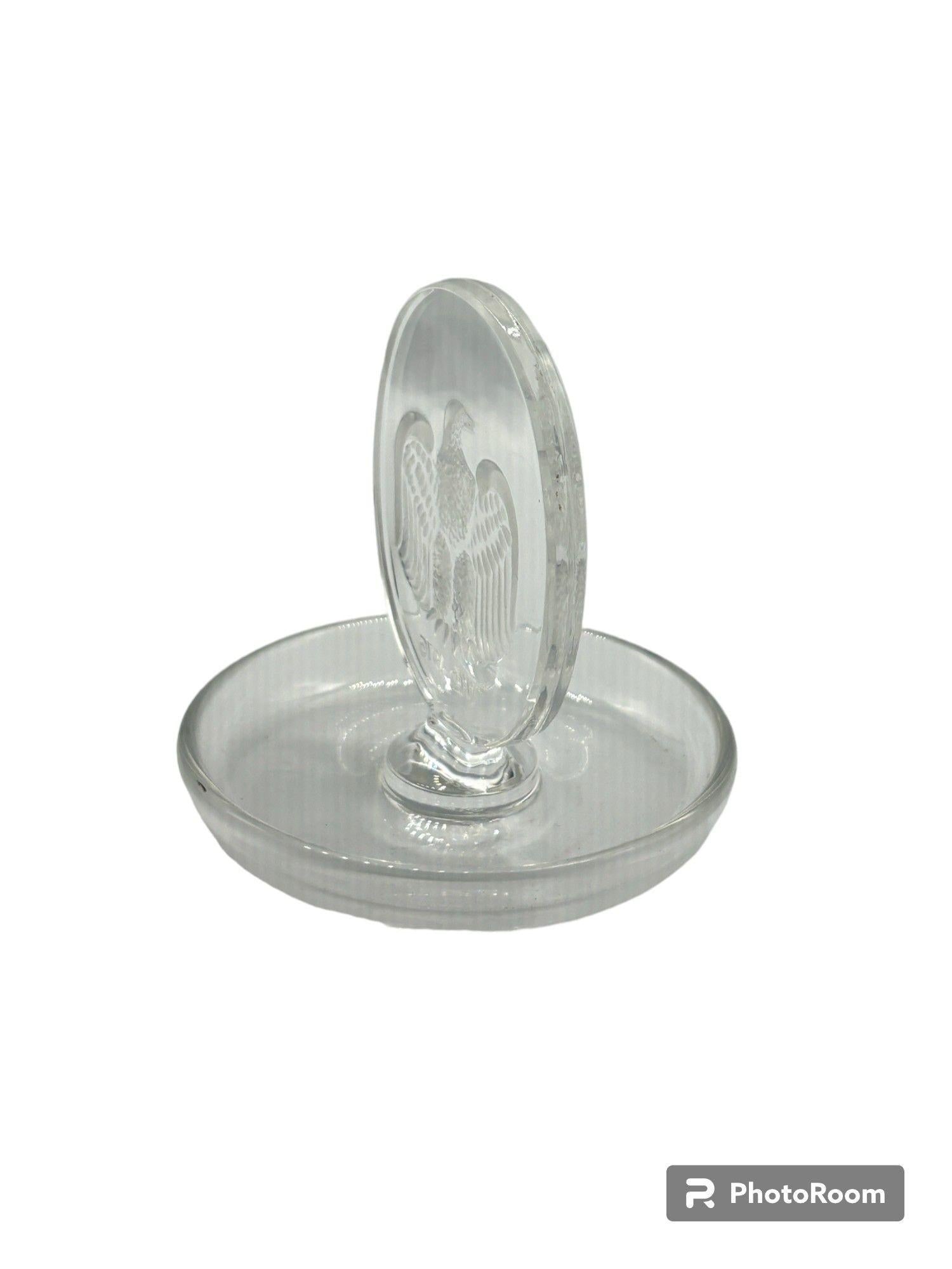 Vintage Lalique Crystal Pin Ring Dish Tray - 10
