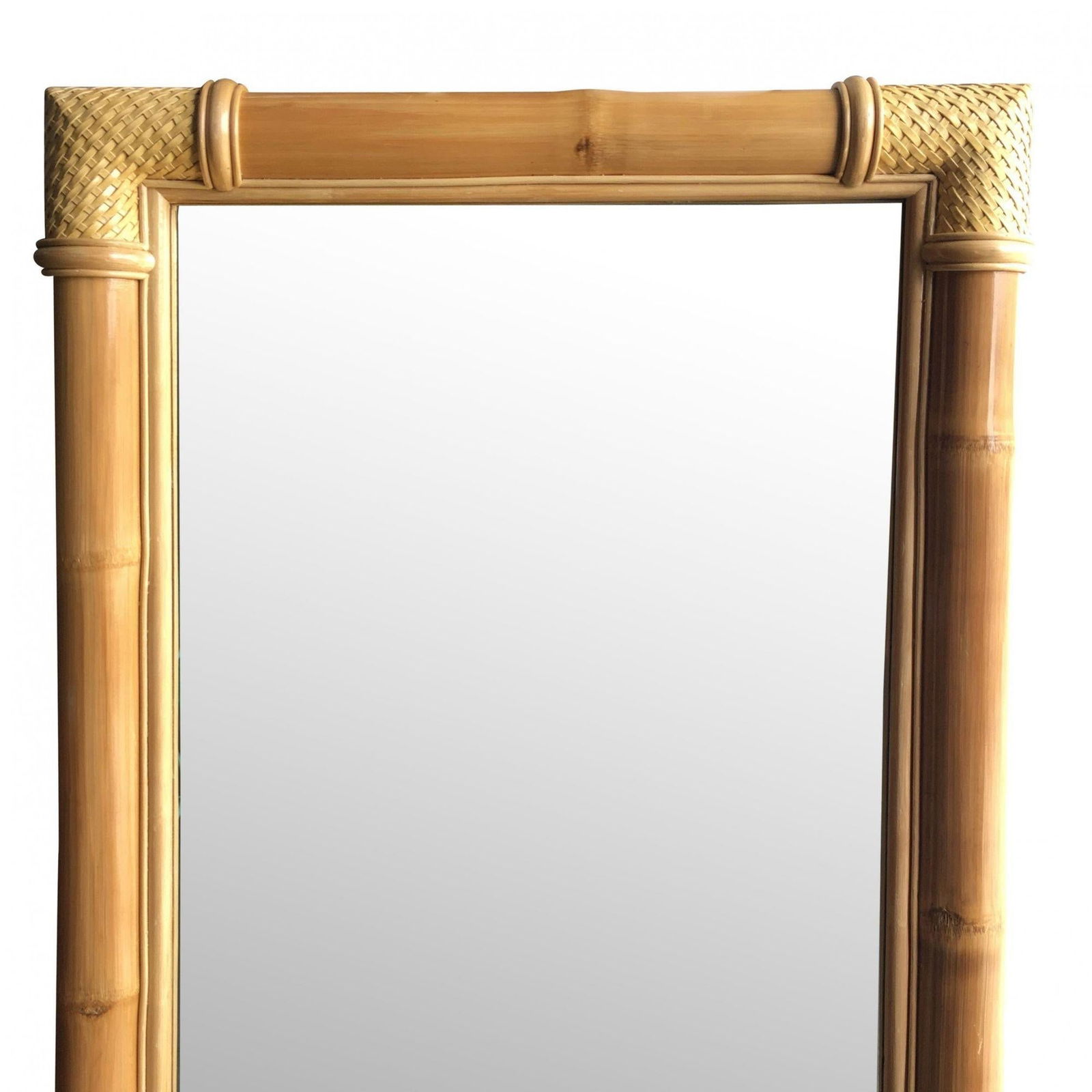 Restored Extra Large Single-Strand Rattan Mirror with Fancy Wrappings - 5