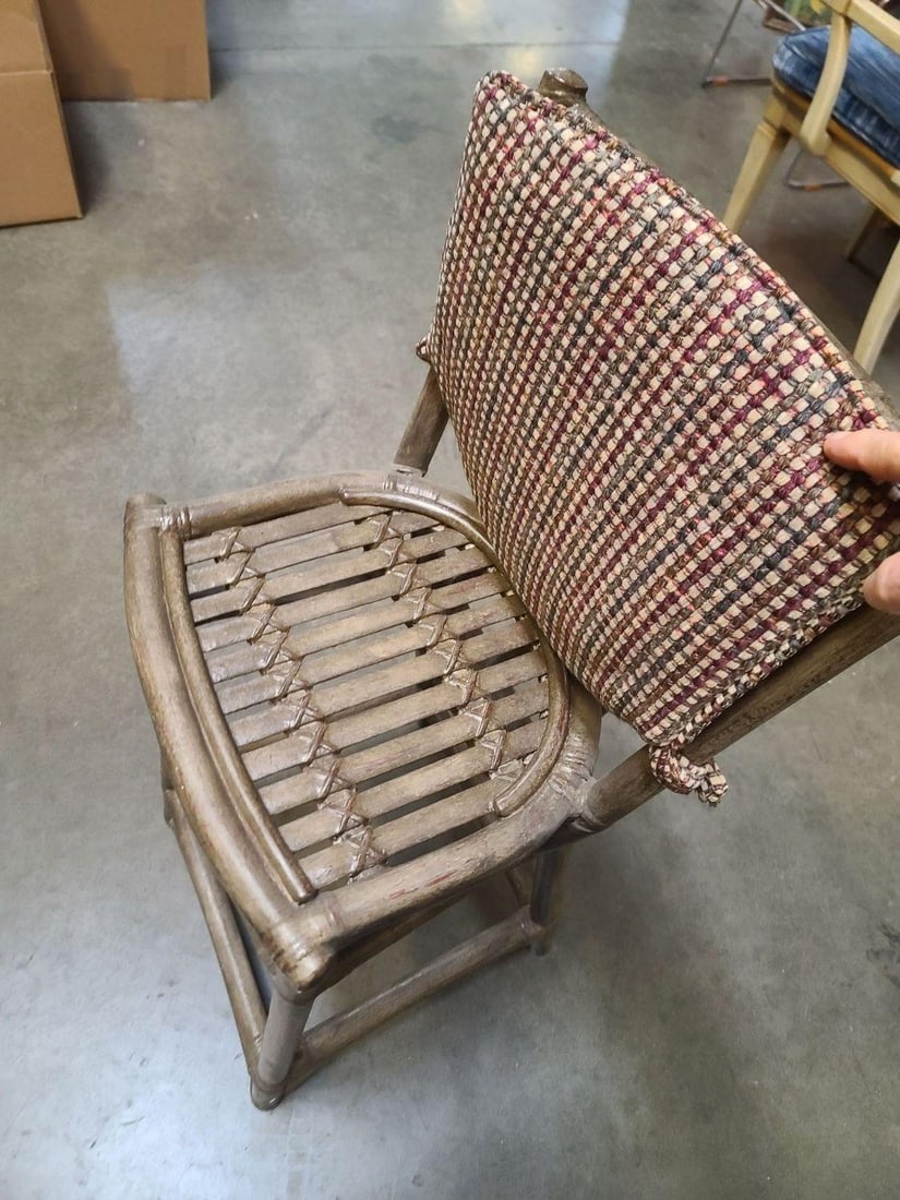Mid Century Dark Stained Rattan Bar Stools with Stick Back, set of 8 - 6