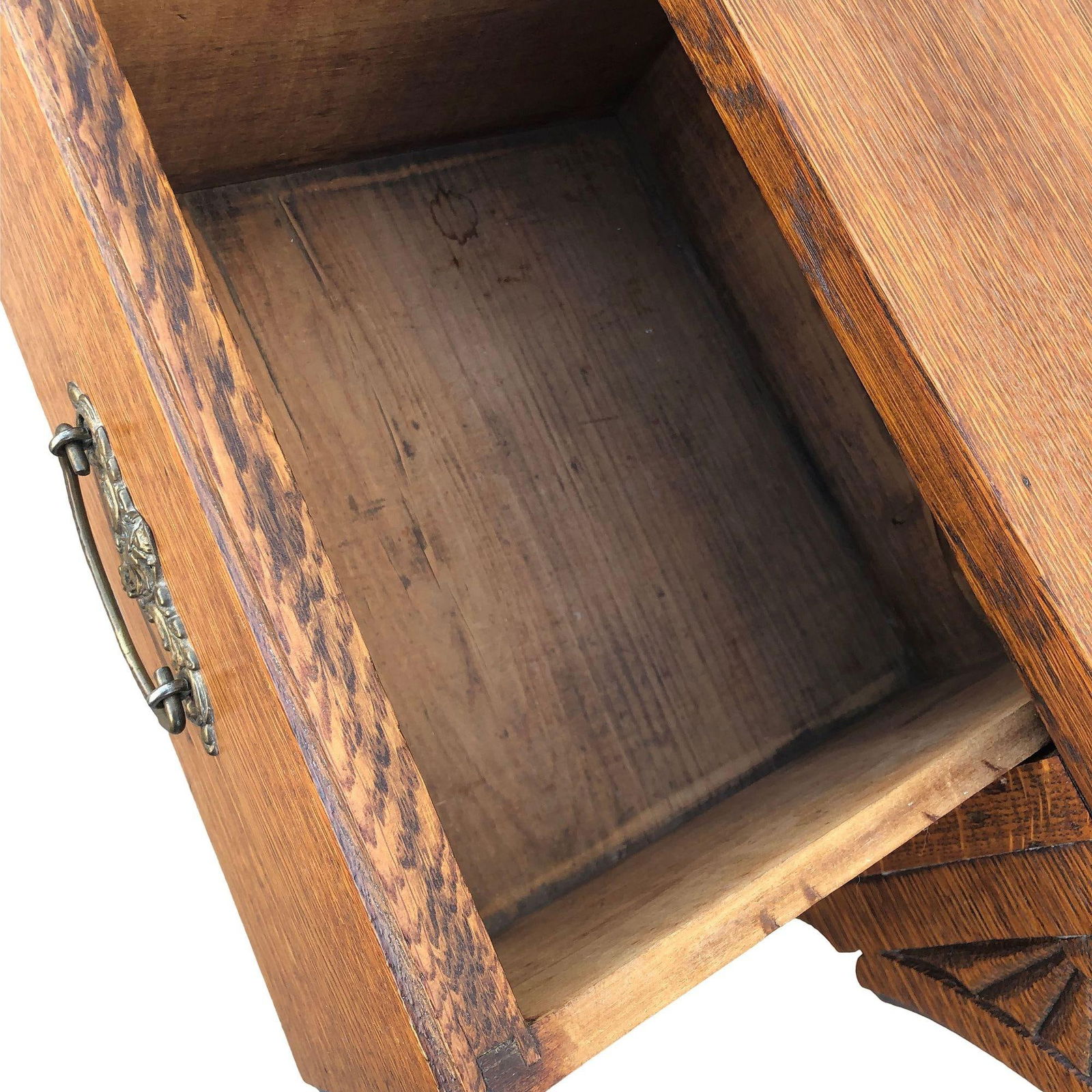 Edwardian Clawfoot Oak Wall Mount Vanity with Mirror - 4