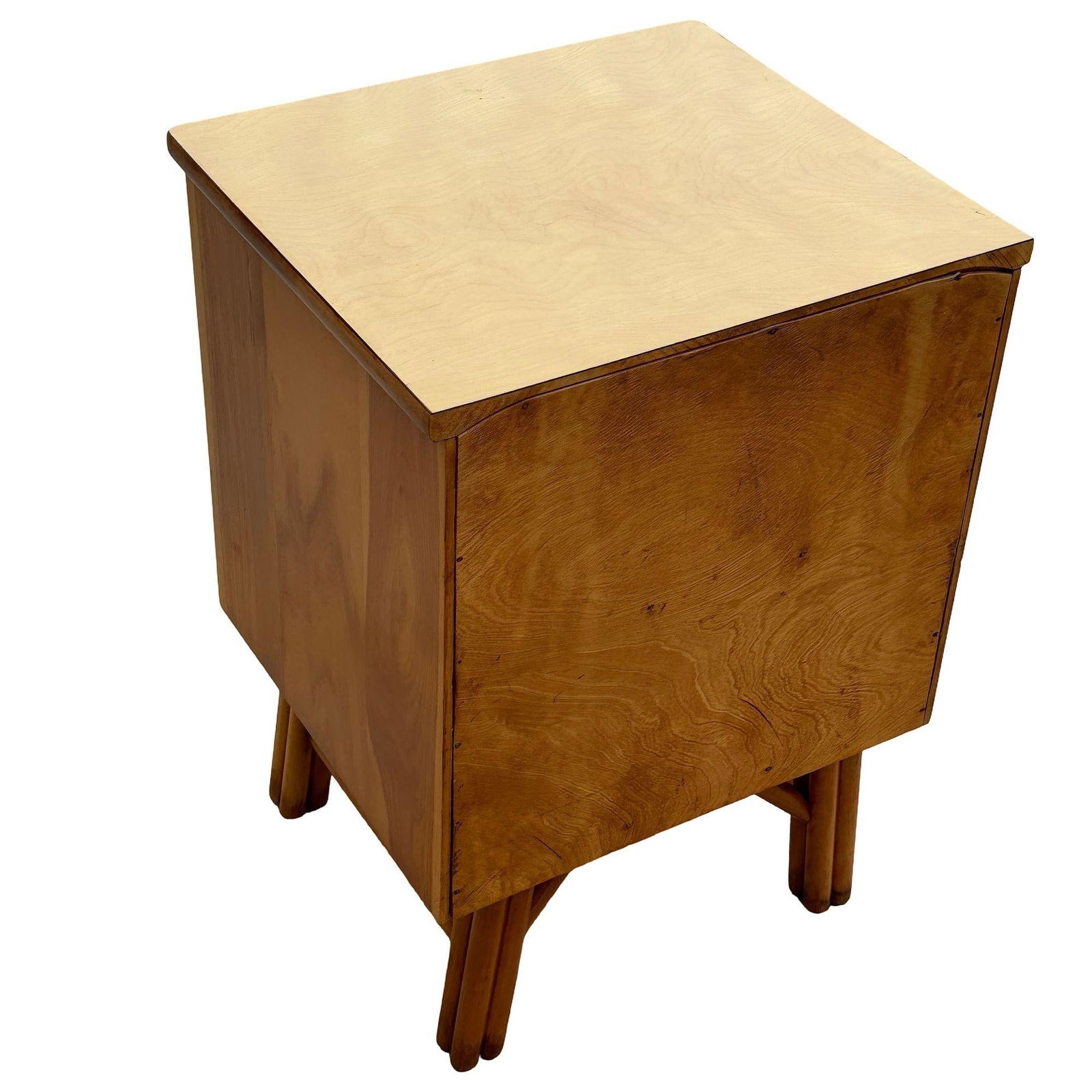 Restored Heywood Wakefield Blond Birch End Table w/ Rattan Legs - 13