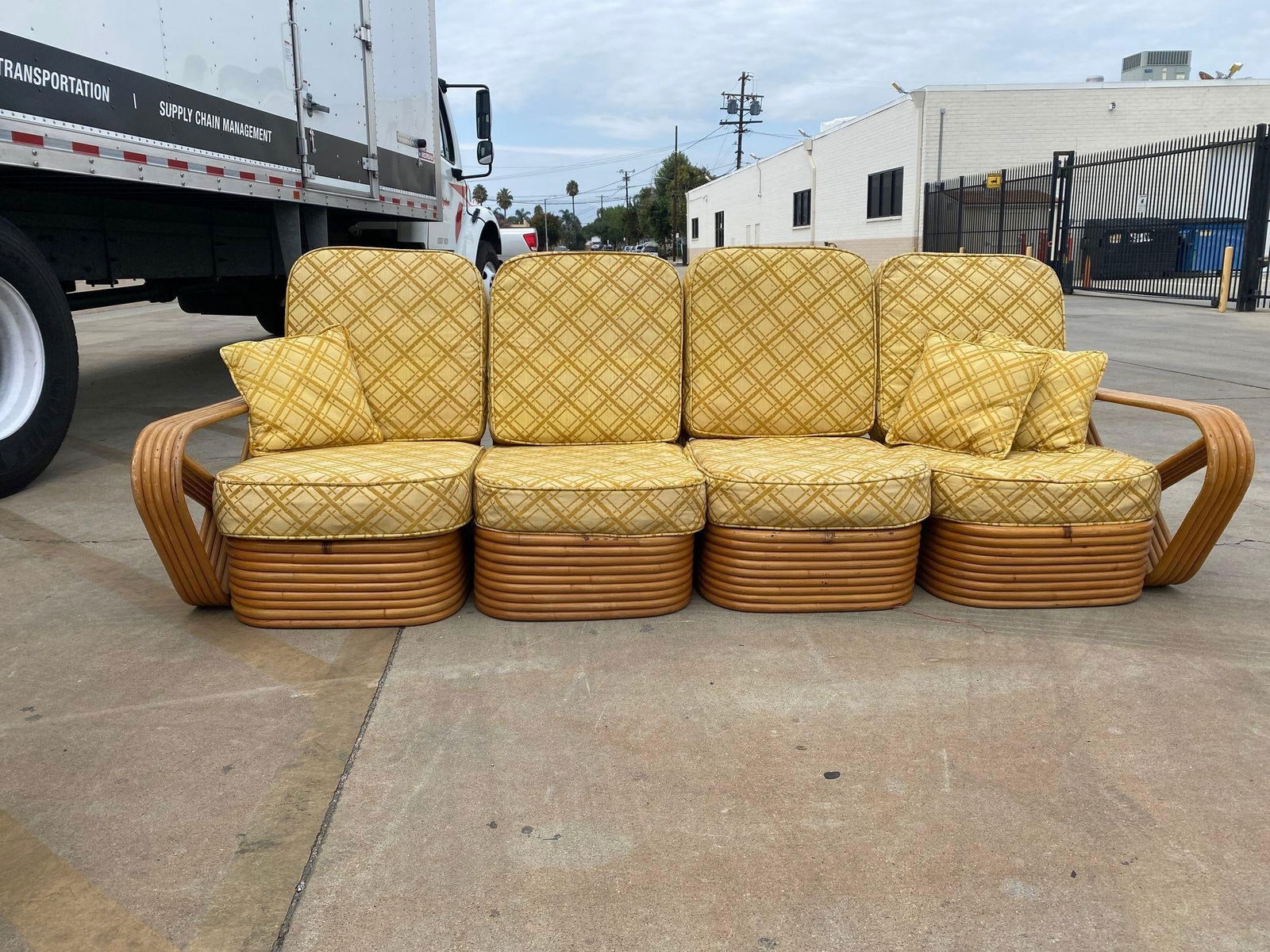 Restored 5-Strand Square Pretzel Rattan Chair & Sofa Livingroom Set - 11
