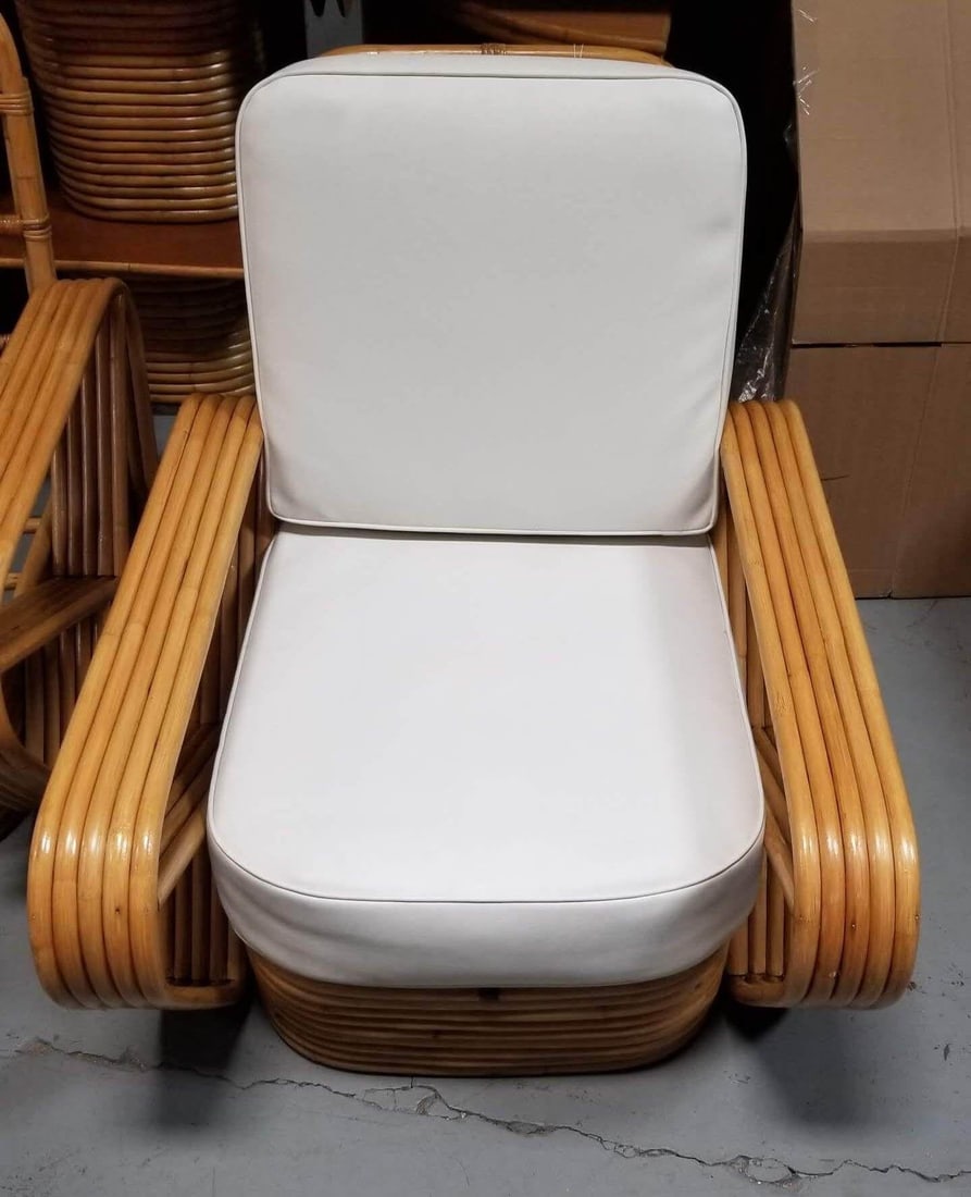 Restored 5-Strand Square Pretzel Rattan Chair & Sofa Livingroom Set - 19