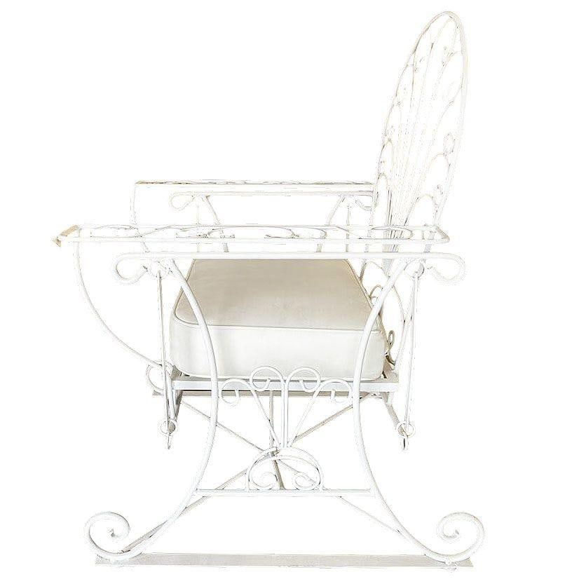 Iron Wire Patio/Outdoor Slider Rocking Lounge Chair with Scrolling Arms, Pair - 13