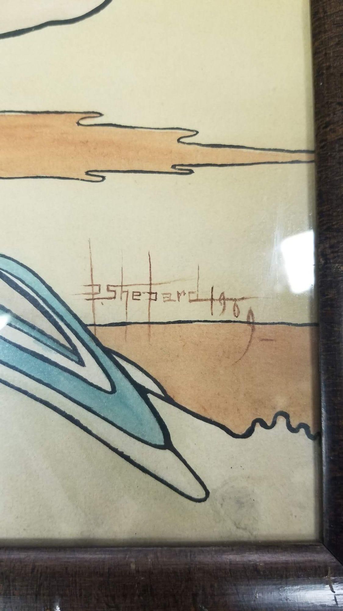 Framed Original 1909 Lithograph "Queen Wilhelmina" by P. Shepard - 6