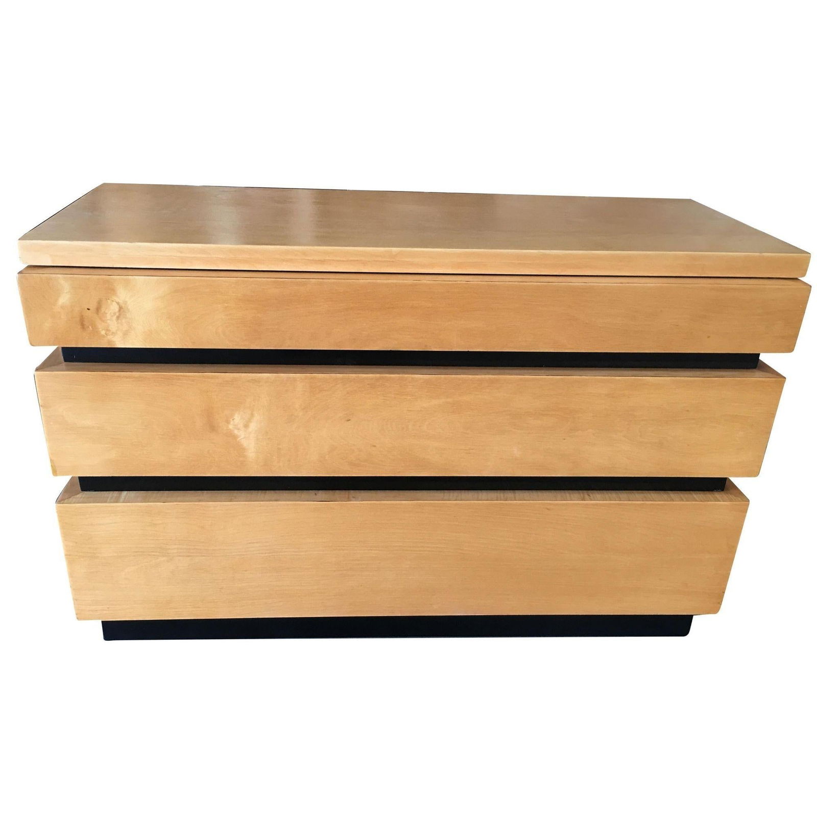 Eliel Saarinen Inspired Streamline Moderne Lowboy Dresser w/ Black Front - 8