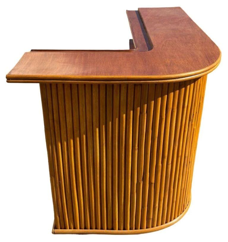 Restored Stacked Rattan & Mahogany L-Shaped Corner Bar - 17