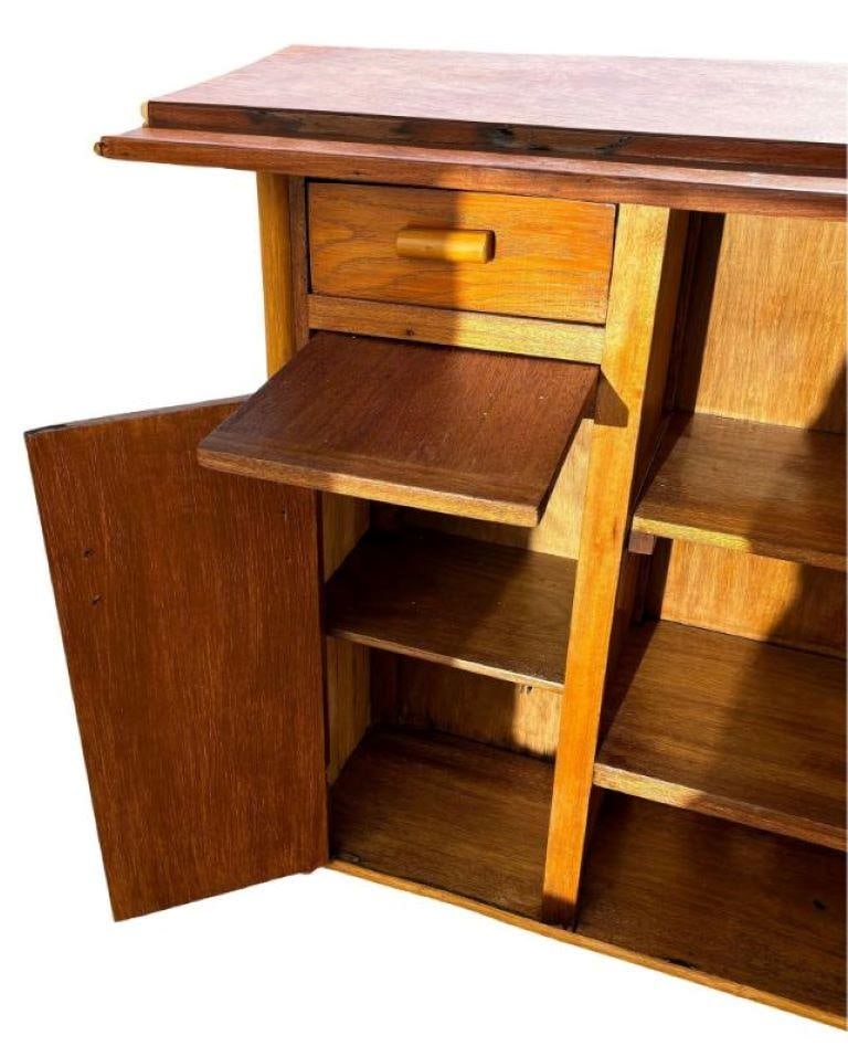 Restored Stacked Rattan & Mahogany L-Shaped Corner Bar - 6