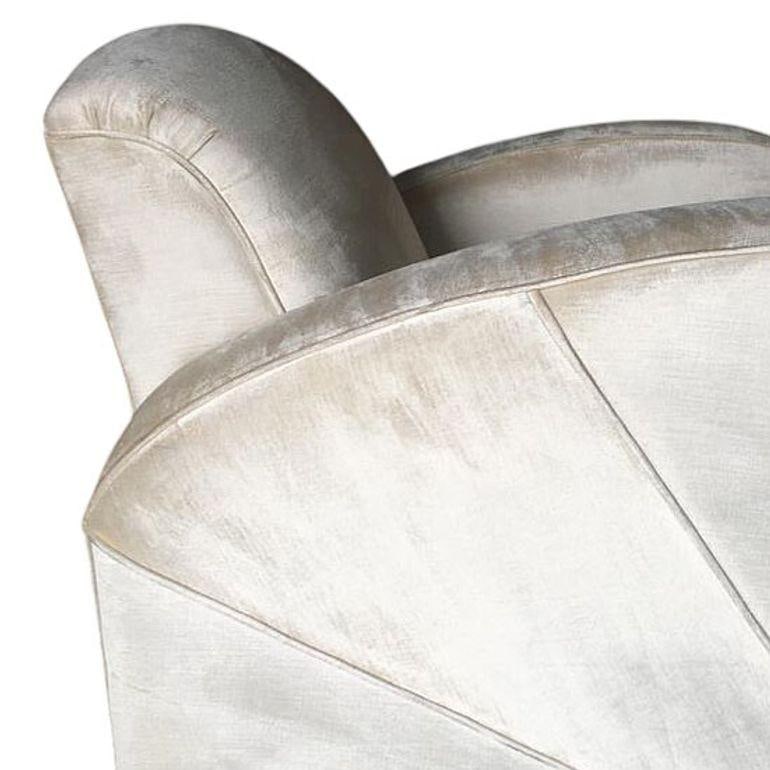 Art Deco Pearl White Mohair Jazz Club Chair with Speed Arms - 5