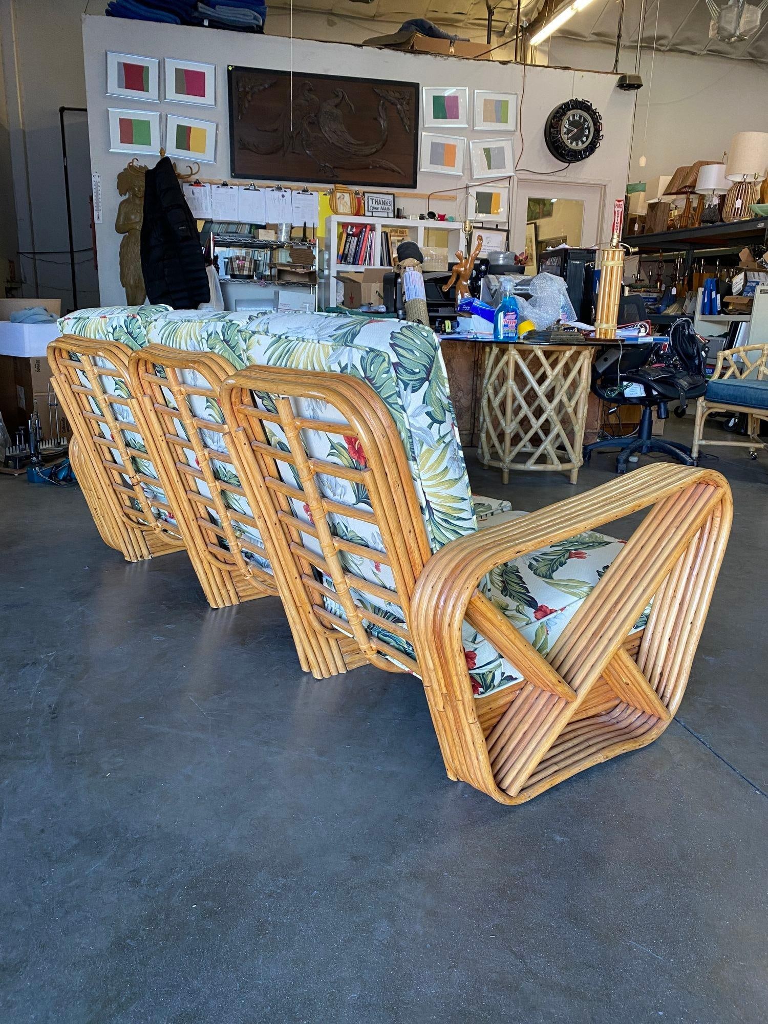 Restored Mid Century Six-Strand Square Pretzel Three-Seat Sectional Sofa - 10