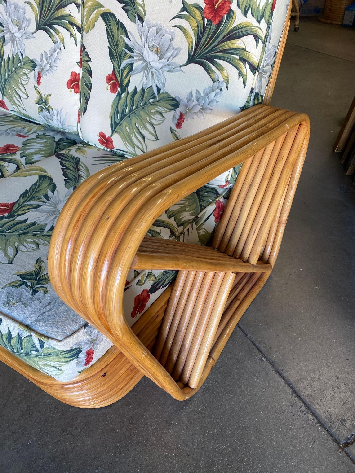 Restored Mid Century Six-Strand Square Pretzel Three-Seat Sectional Sofa - 17