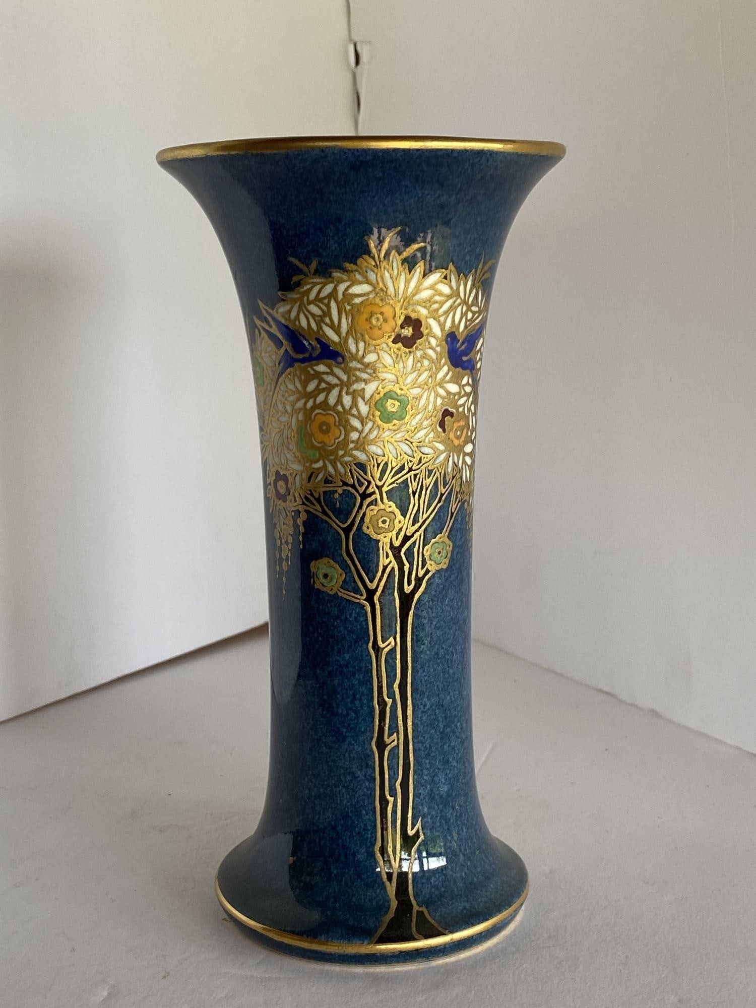 Gold Leaf Art Nouveau Ceramic Spill Vase by Royal Worcester - 8