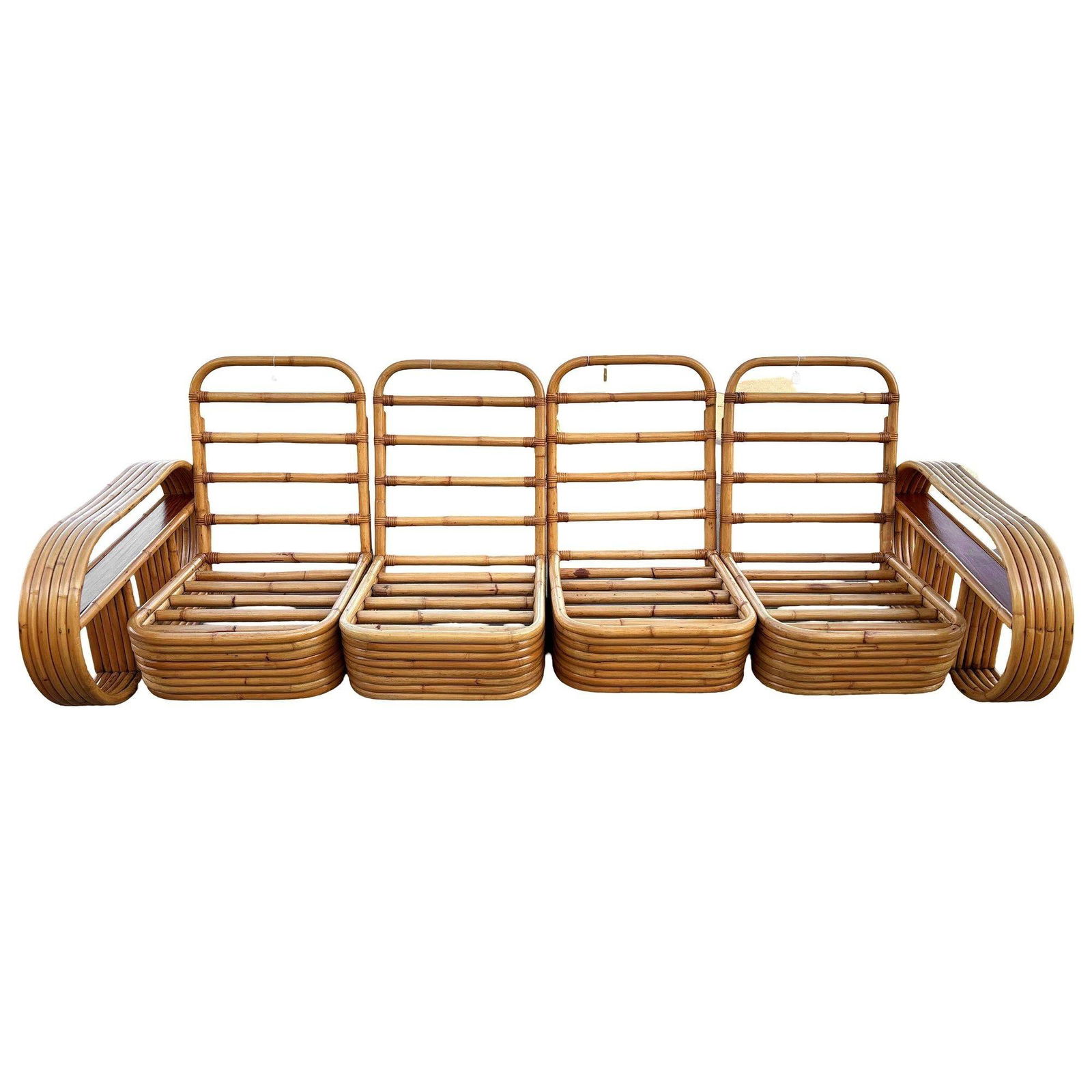 Restored Rattan Six-Strand Shelf Arms Sofa and Chair Set - 17