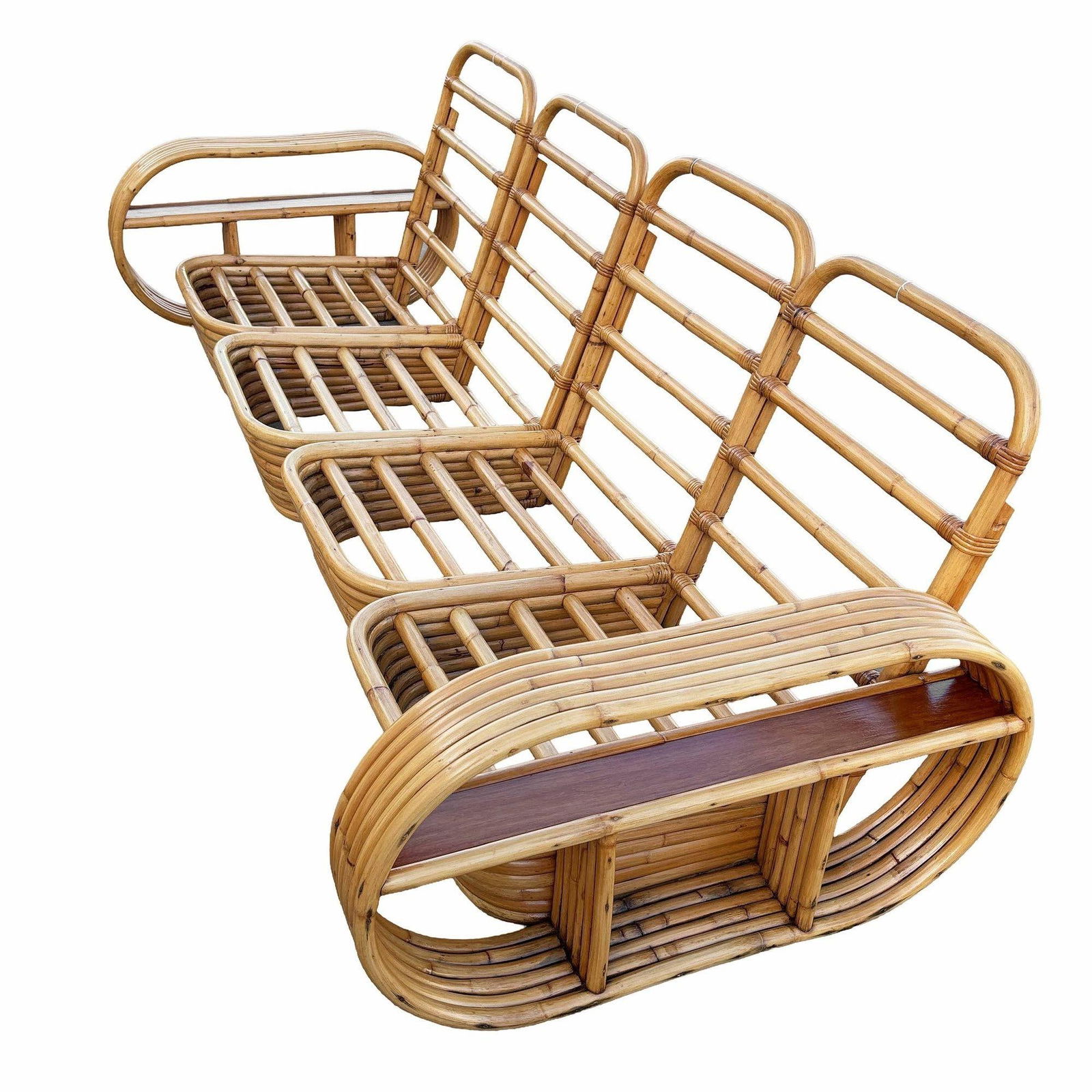 Restored Rattan Six-Strand Shelf Arms Sofa and Chair Set - 5