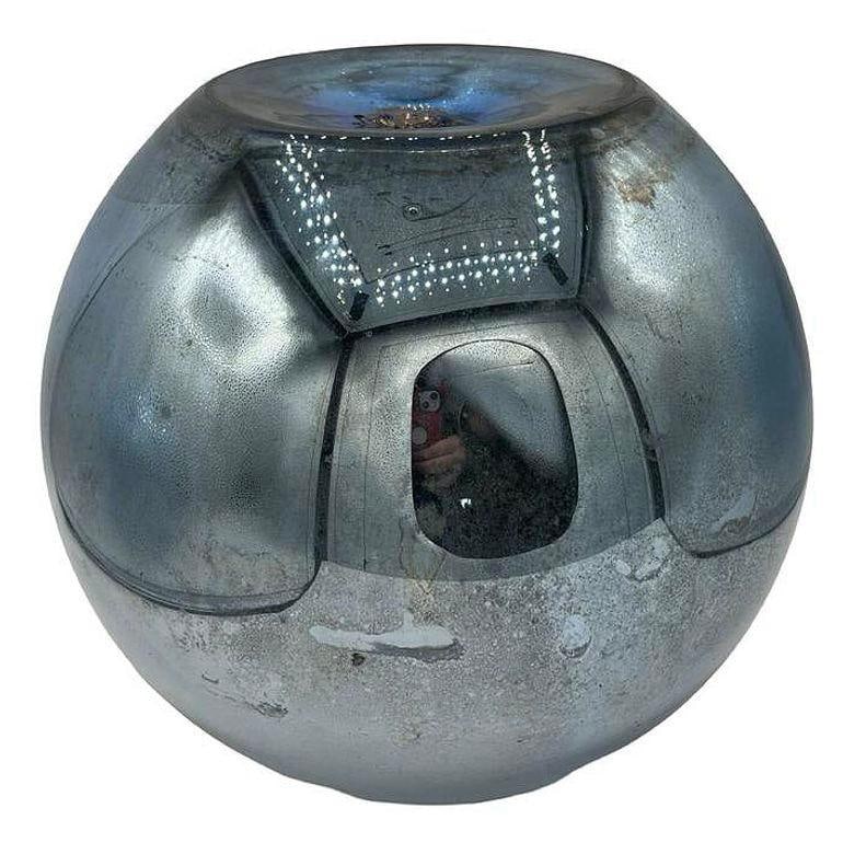 Large 10" Czechoslovakian Art Deco Cobalt Blue Mercury Glass Round Ball Vase - 13