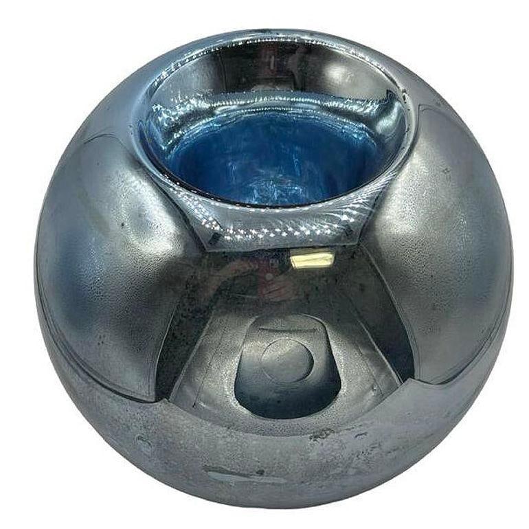 Large 10" Czechoslovakian Art Deco Cobalt Blue Mercury Glass Round Ball Vase - 2