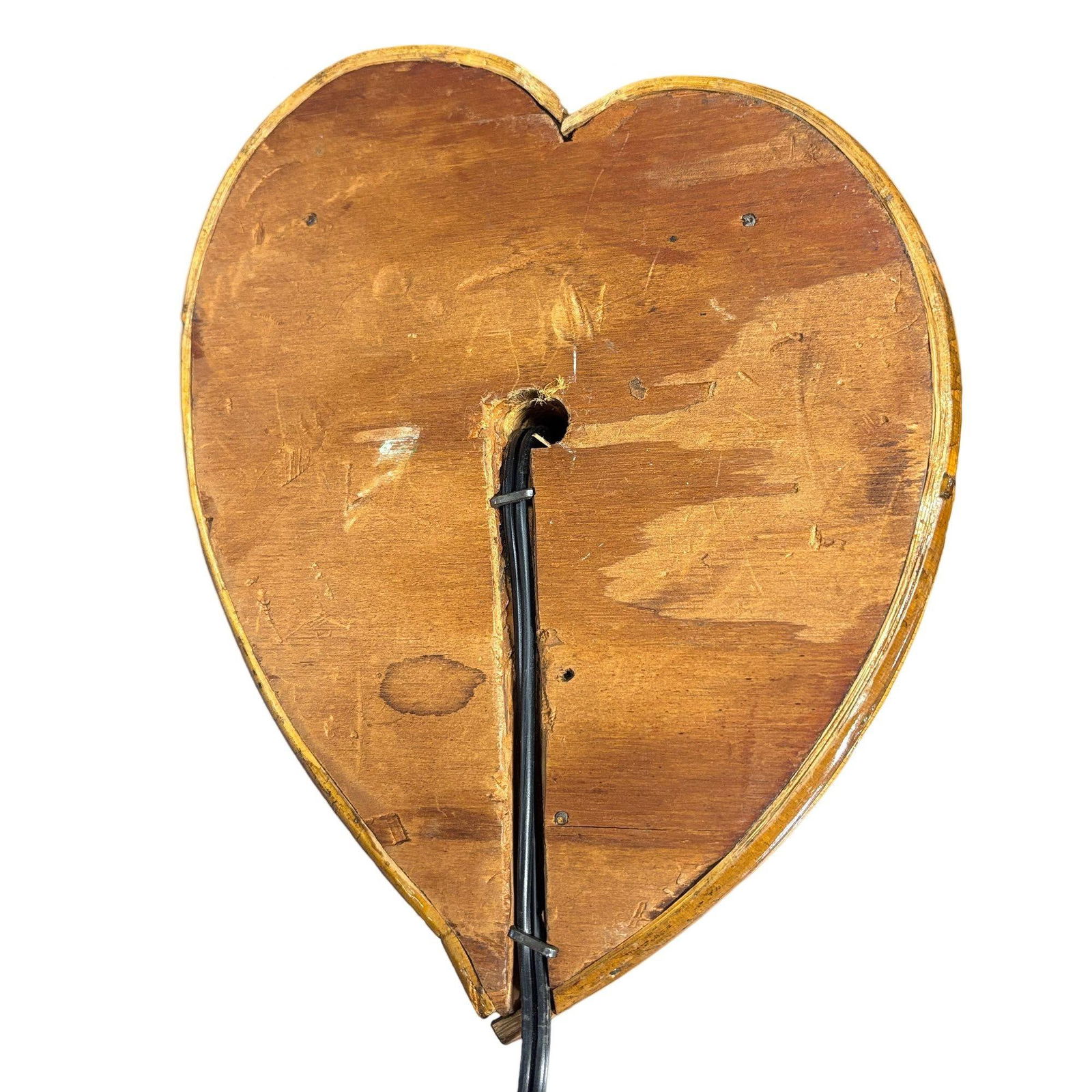 Bespoke Mid-century Split Rattan Heart Shaped Wall Sconce - 6