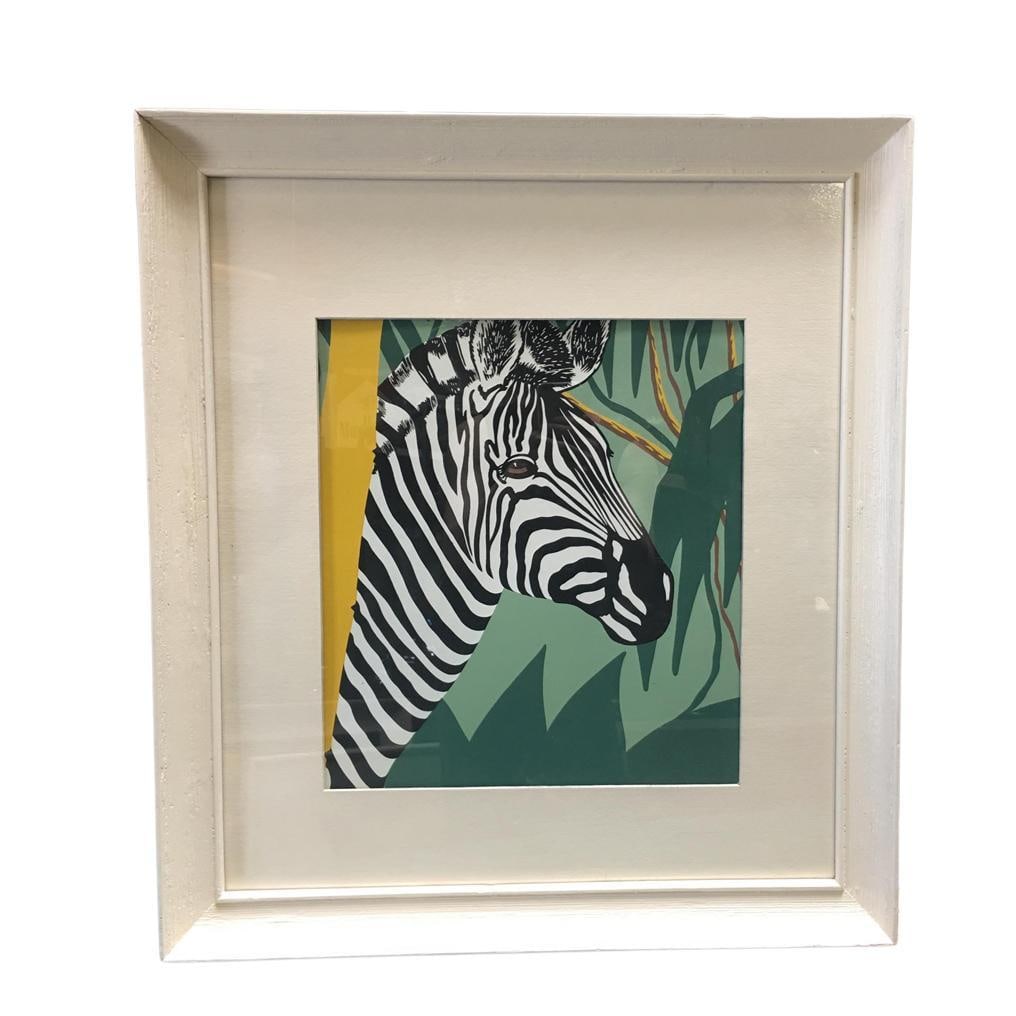 Post War Hawaiian Airbrush Zebra in Original Frame w/ large Mat, Pair - 3