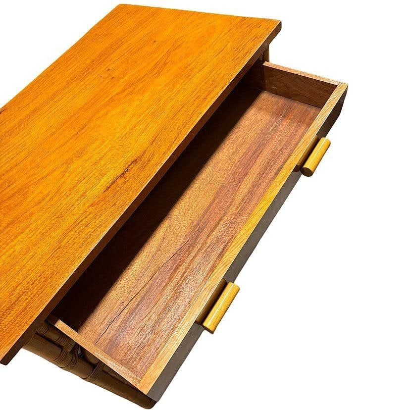 Restored Art Deco Rattan & Mahogany Secretary Writing Desk - 4