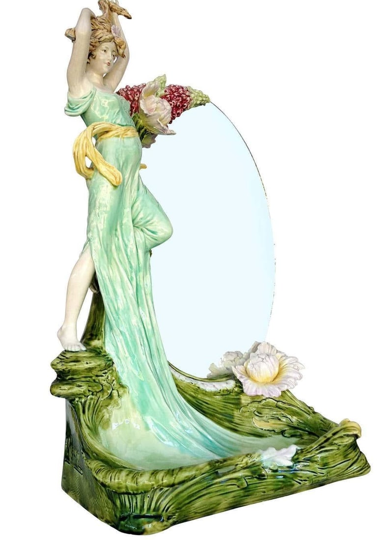 Hans Kieweg Art Nouveau Figural Vanity Mirror for Fraureuth - 8
