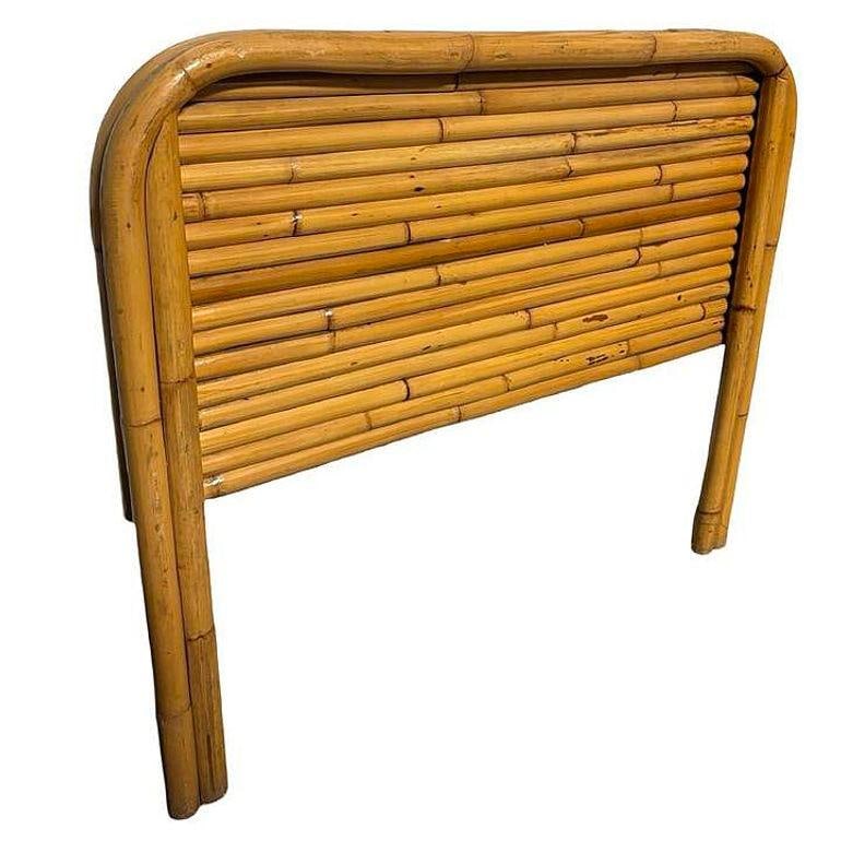 Restored Art Deco Stacked Rattan Twin Size Headboard - 12