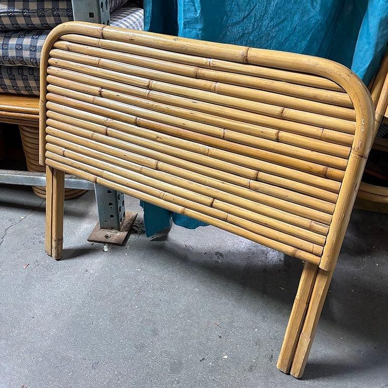 Restored Art Deco Stacked Rattan Twin Size Headboard - 15